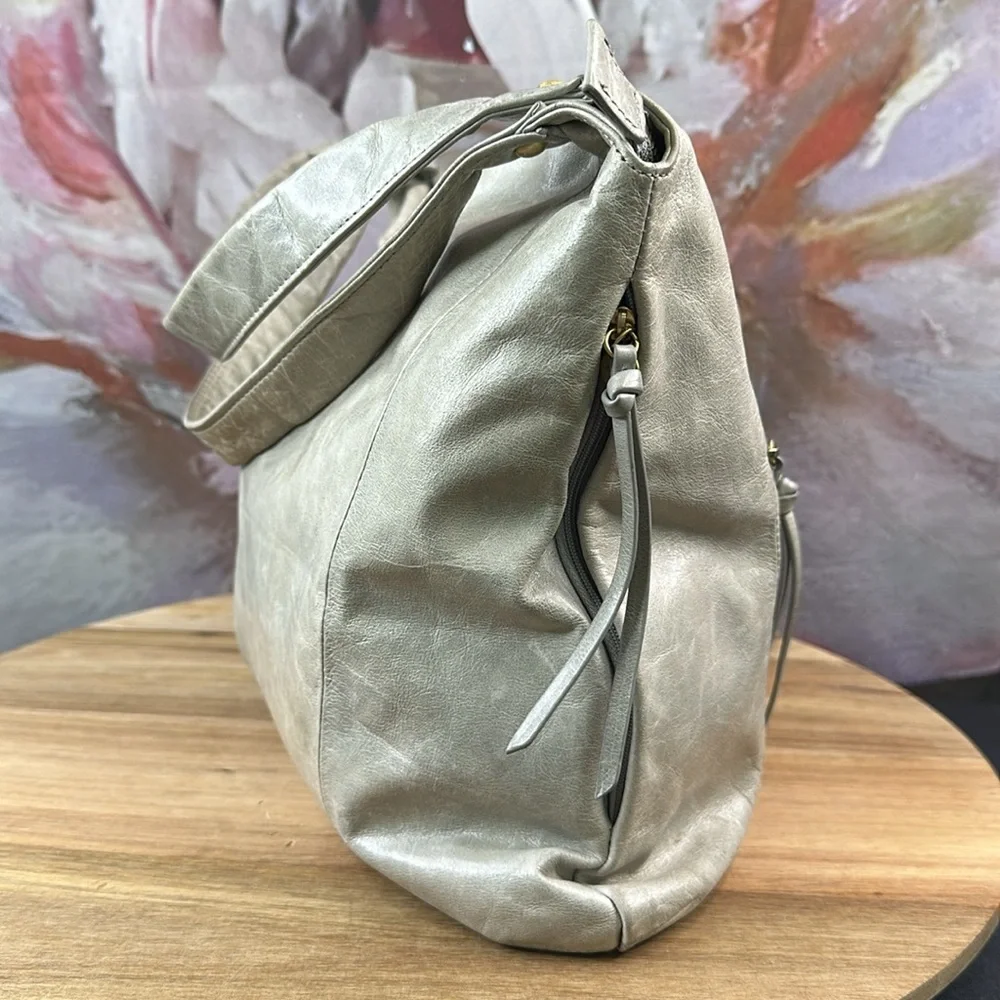 HOBO Metallic Pearl Leather Shoulder Bag in Champagne